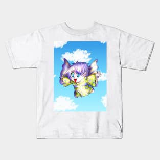 happy chibi flying elf in a kimono Kids T-Shirt